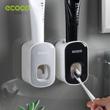 ECOCO Automatic Toothpaste Dispenser Wall Mount Waterproof Toothpaste Squeezer Toothbrush Holder