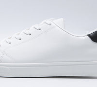 White Casual Leather Flat Tennis Shoes