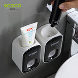 ECOCO Automatic Toothpaste Dispenser Wall Mount Waterproof Toothpaste Squeezer Toothbrush Holder