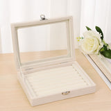 Portable Velvet w Glass Jewelry Ring Display Storage Box