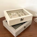 Portable Velvet w Glass Jewelry Ring Display Storage Box