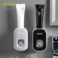 ECOCO Automatic Toothpaste Dispenser Wall Mount Waterproof Toothpaste Squeezer Toothbrush Holder