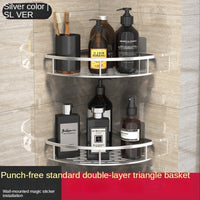 Wall-mounted Bathroom Corner Shelf Without Drilling Rustproof Space Aluminum Shower Storage  Holder