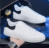 White Casual Leather Flat Tennis Shoes