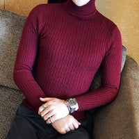 Warm Solid Color Knitted Turtleneck Sweater