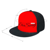 Red & Black Denim TrapStarSwag Flat Baseball Hat Adjustable Classic Athletic Baseball Cap