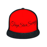 Red & Black Denim TrapStarSwag Flat Baseball Hat Adjustable Classic Athletic Baseball Cap