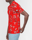 TrapStarSwag Wrap Around Red&White Men's Slim Fit Short Sleeve Polo