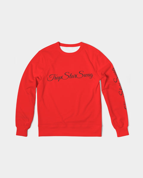 Red & Black TrapStarSwag  Men's Classic French Terry Crewneck Pullover