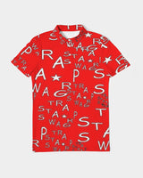 TrapStarSwag Wrap Around Red&White Men's Slim Fit Short Sleeve Polo