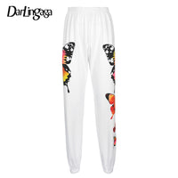 Darlingaga Butterfly Printed Sweatsuit High Waist Pants Baggy Fashion Joggers