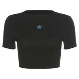 KLALIEN Pentagram Reflective Elastics Shirt Crop Top