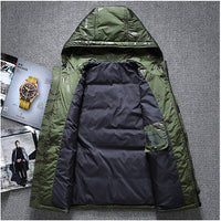 Men's Duck Down Thick Parkas Hooded Coat Thermal Windproof Jacket