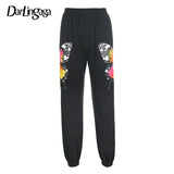 Darlingaga Butterfly Printed Sweatsuit High Waist Pants Baggy Fashion Joggers