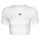 KLALIEN Pentagram Reflective Elastics Shirt Crop Top