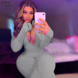 Sisterlinda Solid Zipper Sexy Turtleneck Fitness Jumpsuits Women Full Sleeve Slim Rompers Mujer Autumn Skinny Playsuit Bodysuit