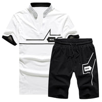 Two Piece Tops+ Shorts Suit Sportswear Set Mens Short Sets  Tracksuit