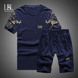 Two Piece Tops+ Shorts Suit Sportswear Set Mens Short Sets  Tracksuit