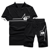 Two Piece Tops+ Shorts Suit Sportswear Set Mens Short Sets  Tracksuit