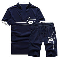 Two Piece Tops+ Shorts Suit Sportswear Set Mens Short Sets  Tracksuit