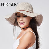 FURTALK Sun Hats Foldable Wide Brimmed Straw Hat Floppy Packable