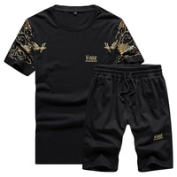 Two Piece Tops+ Shorts Suit Sportswear Set Mens Short Sets  Tracksuit