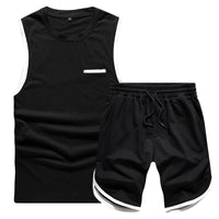 Two Piece Tops+ Shorts Suit Sportswear Set Mens Short Sets  Tracksuit