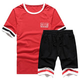 Two Piece Tops+ Shorts Suit Sportswear Set Mens Short Sets  Tracksuit