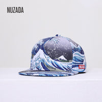 NUZADA Brand Hat Men/Women Couple Cotton Polyester 3D Printed Summer Ocean Wave Seaside Personality Caps