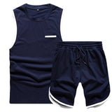 Two Piece Tops+ Shorts Suit Sportswear Set Mens Short Sets  Tracksuit