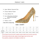 High Thin Heels Pointed Toe Sexy Bling Bridal Wedding Gold High Heels