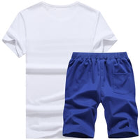 Men Short Sleeve T shirt+Shorts Two Piece Set Sweat Suit Fashion Casual Tracksuit