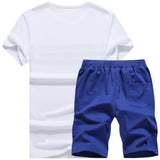 Men Short Sleeve T shirt+Shorts Two Piece Set Sweat Suit Fashion Casual Tracksuit