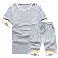 Two Piece Tops+ Shorts Suit Sportswear Set Mens Short Sets  Tracksuit