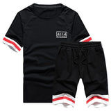 Two Piece Tops+ Shorts Suit Sportswear Set Mens Short Sets  Tracksuit