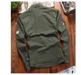 WBDDT Men's Military Shirt Khaki Casual Slim Fit with Pocket Long Sleeve