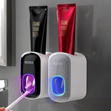 ECOCO Automatic Toothpaste Dispenser Wall Mount Waterproof Toothpaste Squeezer Toothbrush Holder