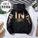 Zqlz Women Windbreaker Print Letter Hooded Jacket Basic