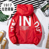 Zqlz Women Windbreaker Print Letter Hooded Jacket Basic