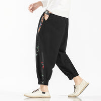 Sinicism Store Mens  Ankle-Length Harem Pants Oversize Loose Cotton Linen Pants