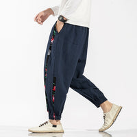 Sinicism Store Mens  Ankle-Length Harem Pants Oversize Loose Cotton Linen Pants