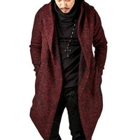 Men's hooded trench coat  solid color long sleeve personality Slim jacket