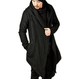 Men's hooded trench coat  solid color long sleeve personality Slim jacket