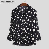 Fashion Men Polka Dot Long Sleeve Shirts Business Fitness Casual Lapel Button Blouse Streetwear INCERUN Camisas Hombre S-5XL