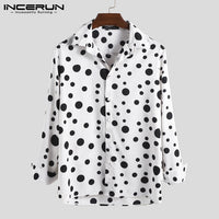 Fashion Men Polka Dot Long Sleeve Shirts Business Fitness Casual Lapel Button Blouse Streetwear INCERUN Camisas Hombre S-5XL