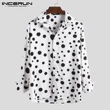 Fashion Men Polka Dot Long Sleeve Shirts Business Fitness Casual Lapel Button Blouse Streetwear INCERUN Camisas Hombre S-5XL