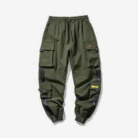 Joggers Cargo Pants Men Harem Pants Multi-Pocket Ribbons Sweatpants Casual Pants