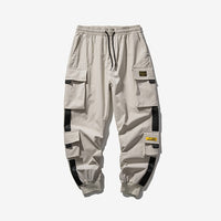 Joggers Cargo Pants Men Harem Pants Multi-Pocket Ribbons Sweatpants Casual Pants