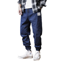 Men Loose Joggers Harem Jeans Cargo Pants Ankle-Length Denim Trousers