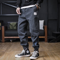 Men Loose Joggers Harem Jeans Cargo Pants Ankle-Length Denim Trousers